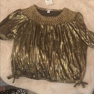 Crewcuts Gold Metallic Kids Blouse